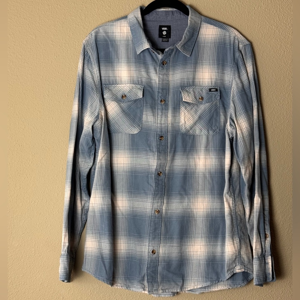 VANS BLUE CREAM FLANNEL LARGE CLASSIC FIT #46